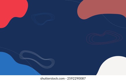 A blue background with red and white swirls