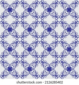 Blue background with repeated curl abstract tribe pattern