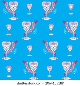 blue background with repeated glass image for new year celebrate