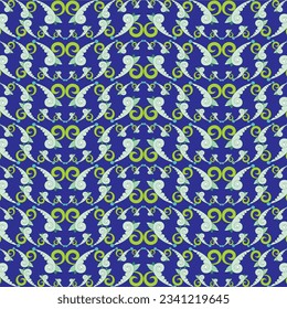 blue background with repeated green align abstract pattern for fabric and etc use