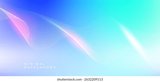 The blue background resembles the sea or sky, with free-flowing, orderly curves and thin lines.
