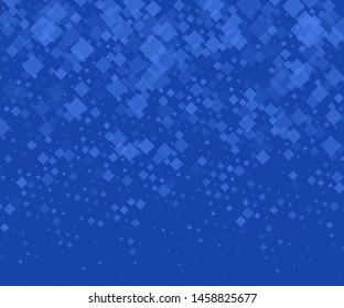 Blue background with rhombuses of different size and transparency. Vector illustration. Popular geometric pattern
