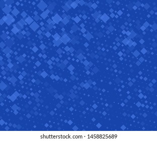 Blue background with rhombuses of different size and transparency. Vector illustration. Popular geometric pattern
