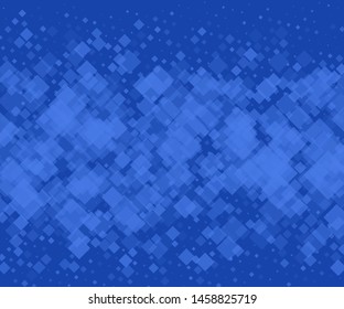 Blue background with rhombuses of different size and transparency. Vector illustration. Popular geometric pattern
