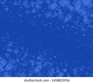 Blue background with rhombuses of different size and transparency. Vector illustration. Popular geometric pattern
