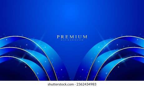 Blue background with ribbon elements modern luxury