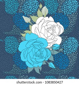 Blue background with blue roses