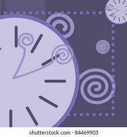 blue background with round clock and arrows