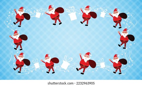 Blue background with Santa clause