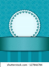 Blue background with satin ribbon and frame