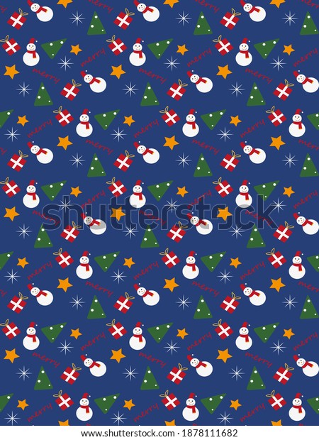 Blue Background Seamless Christmas Pattern Filled Stock Vector (Royalty ...