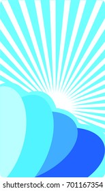 Blue Background With Shellfish Shell and Sunlight. Vector Design for Backdrop. Vector