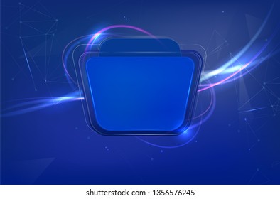 Blue background with shiny lights and empty frame for your text - vector illustration