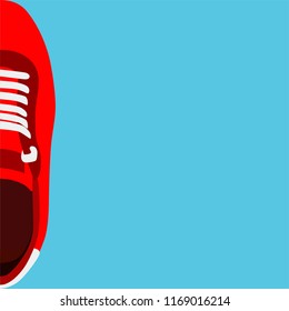 blue background with shoes