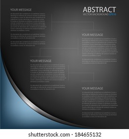 Blue background silver curve line earth tone on black board for text and infographic message modern website design , vector