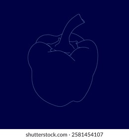 A blue background with a single pepper on it. The pepper is outlined in blue and is the main focus of the image