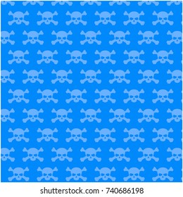 Blue background with skulls and crossbones