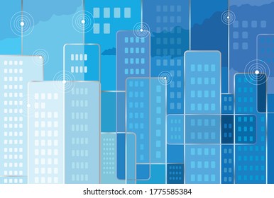 Blue background skyscrapers abstract new york