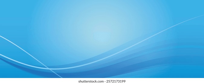 Blue background with smooth gradient and flowing wave patterns. The background is light blue with a soft, fluid texture. Minimal abstract wavy gradient vector background
