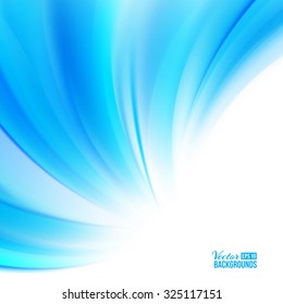 Blue background with smooth waves. Abstract blue background. Bright shiny stars flowing background. Vector illustration.