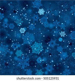Blue background snowflake winter night design