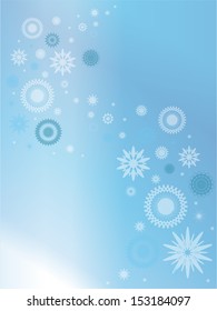 Blue background with snowflakes.