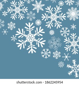 Blue background with snowflakes. Merry Christmas. Beautiful Christmas background. Vector illustration
