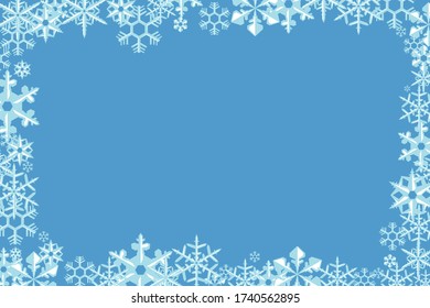 blue background with snowflakes on the edge vector