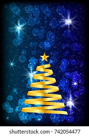 Blue background with snowflakes  and snow for celebrating the Happy New Year and Christmas. Abstract template for brochure, cover,  poster, flyer. Vector.  Banner in A4 size. 