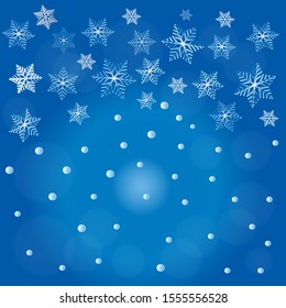 
Blue background with snowflakes and snow. Vector illustration.

