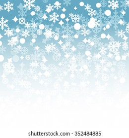 Blue background with snowflakes and stars