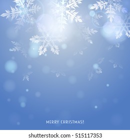 blue background with snowflakes, vector