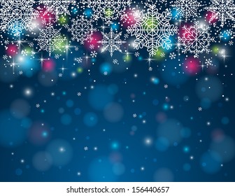 blue background with snowflakes, vector illustration