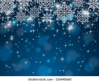 blue background with snowflakes, vector illustration