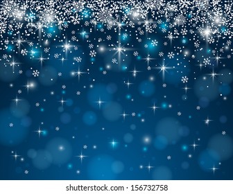 blue background with snowflakes, vector illustration