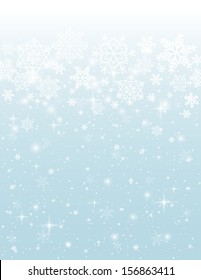 blue background with snowflakes, vector illustration