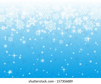 blue background with snowflakes, vector illustration