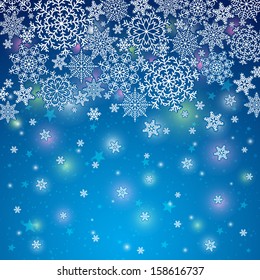 blue background with snowflakes, vector illustration