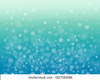 Fondo azul con copos de nieve. Ilustración del vector