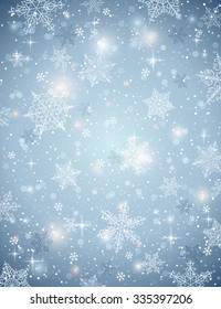 blue background with snowflakes, vector illustration