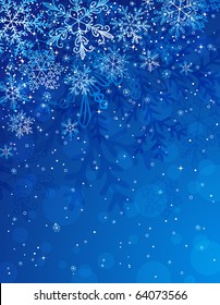 blue background with snowflakes, vector illustration