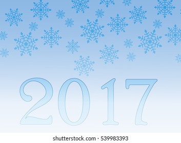 blue background of snowflakes, winter, symbol, two thousand seventeenth year, vector