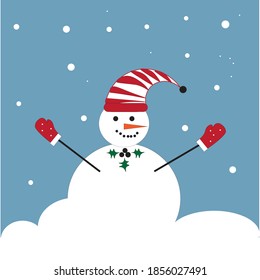 blue background with a snowman