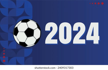 blue background with soccer ball illustration. Cup 2024