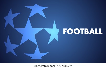 Blue background with soccer ball stars, vector art illustration.