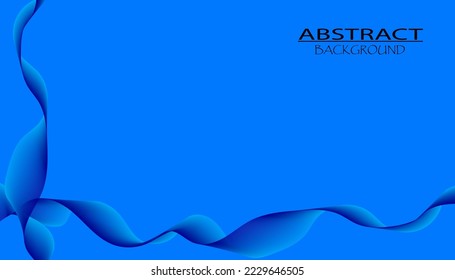 Blue background with soft smooth curvy wavy lines making an element as a frame ideal for background of presentation, website, banner, poster, 