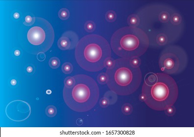 Espacio de fondo azul con los efectos de las bengalas de las estrellas