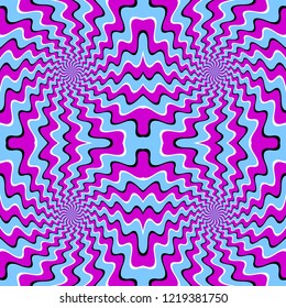 Blue background. Spin illusion. Seamless pattern.