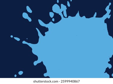 Blue background with splashes and spots of paint. Blue paint splashes on a dark blue background. Vector illustration.