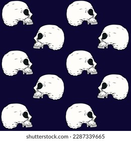 blue background with spooky skulls
